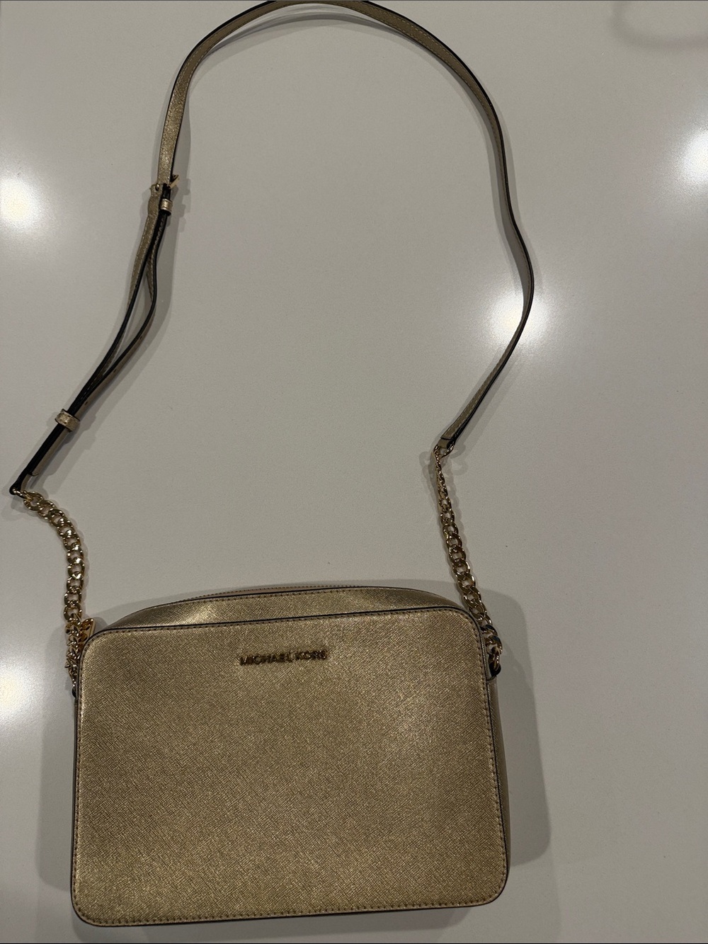 Michael Kors Metallic Gold Saffiano Crossbody Bag